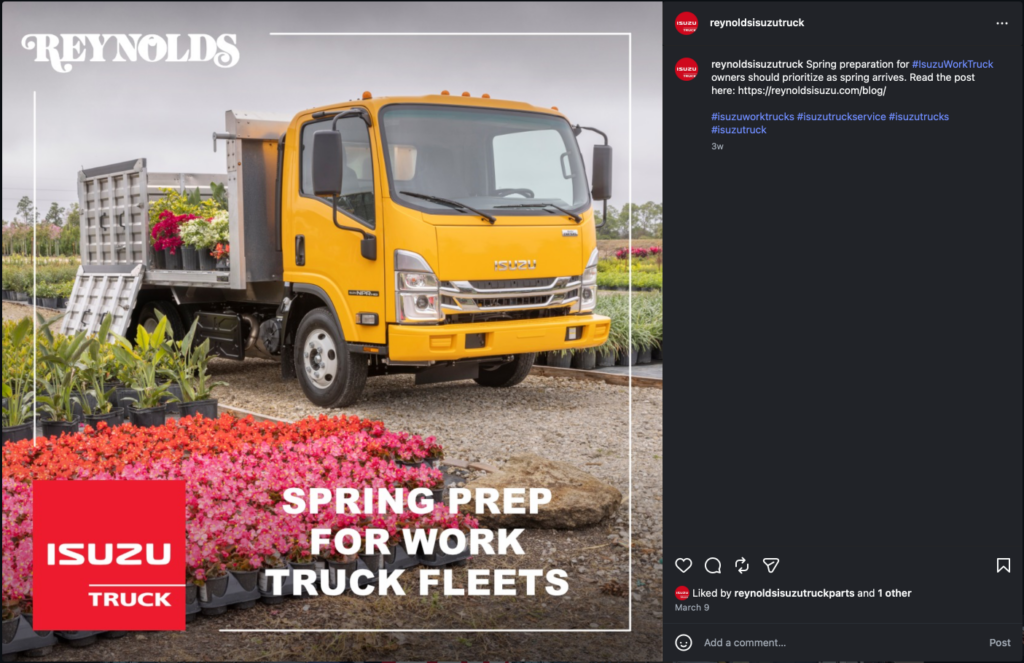Reynolds Isuzu Truck Social Creative and Post